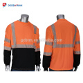 Durável Leve Respirável Hi Vis Viz Segurança T-shirt 100% Poliéster Vestuário de Trabalho de Segurança Com Bolso E Tiras Refletivas